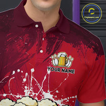 Load image into Gallery viewer, Beer Bowling Shirts Team Women Men Custom Red Bowling Jersey Bowl League MBL249