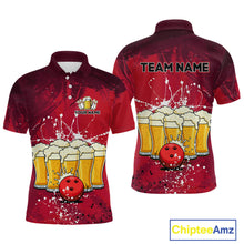 Load image into Gallery viewer, Beer Bowling Shirts Team Women Men Custom Red Bowling Jersey Bowl League MBL249