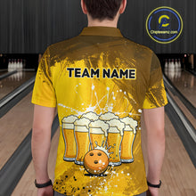 Load image into Gallery viewer, Beer Bowling Shirts Team Women Men Custom Yellow Bowling Jersey Bowl League MBL249