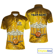 Load image into Gallery viewer, Beer Bowling Shirts Team Women Men Custom Yellow Bowling Jersey Bowl League MBL249