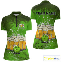Load image into Gallery viewer, Beer Bowling Shirts Team Women Men Custom Green Bowling Jersey Bowl League MBL249