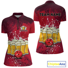 Load image into Gallery viewer, Beer Bowling Shirts Team Women Men Custom Red Bowling Jersey Bowl League MBL249