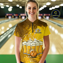 Load image into Gallery viewer, Beer Bowling Shirts Team Women Men Custom Yellow Bowling Jersey Bowl League MBL249