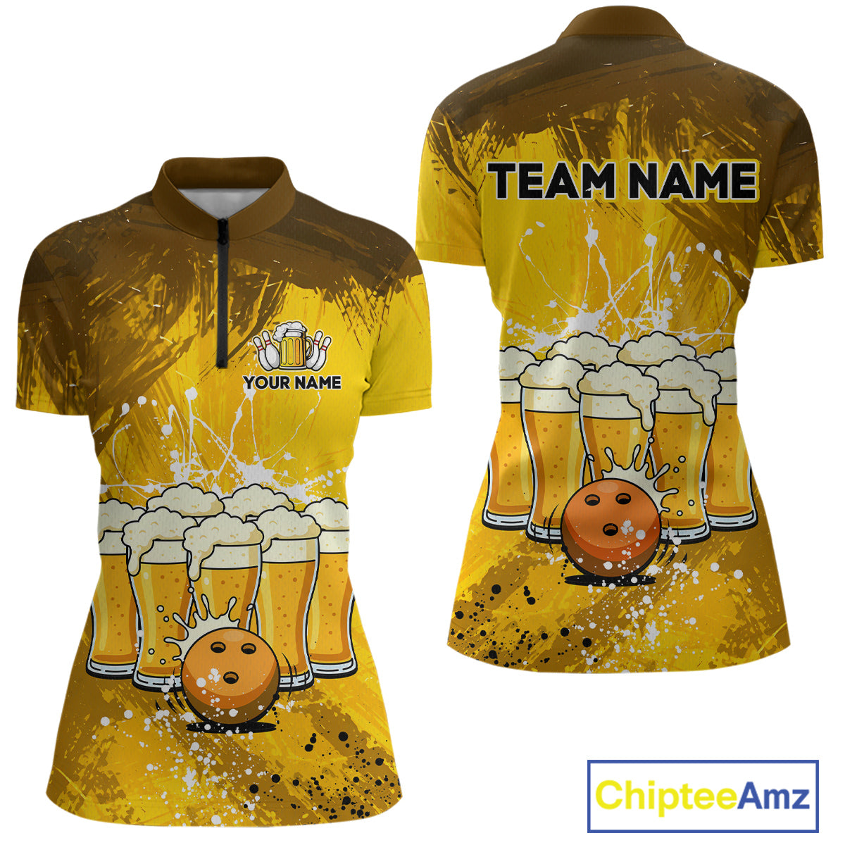 Beer Bowling Shirts Team Women Men Custom Yellow Bowling Jersey Bowl League MBL249