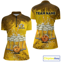 Load image into Gallery viewer, Beer Bowling Shirts Team Women Men Custom Yellow Bowling Jersey Bowl League MBL249