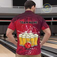 Load image into Gallery viewer, Beer Bowling Shirts Team Women Men Custom Red Bowling Jersey Bowl League MBL249