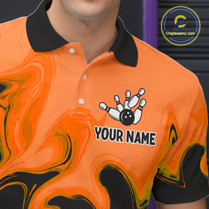 Funny Beer Bowling Shirts Orange for Women Men Bowling Polo&1/4 Zip Bowling League MBL252