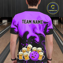 Load image into Gallery viewer, Funny Beer Bowling Shirts Purple for Women Men Bowling Polo&amp;1/4 Zip Bowling League MBL252