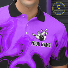 Load image into Gallery viewer, Funny Beer Bowling Shirts Purple for Women Men Bowling Polo&amp;1/4 Zip Bowling League MBL252