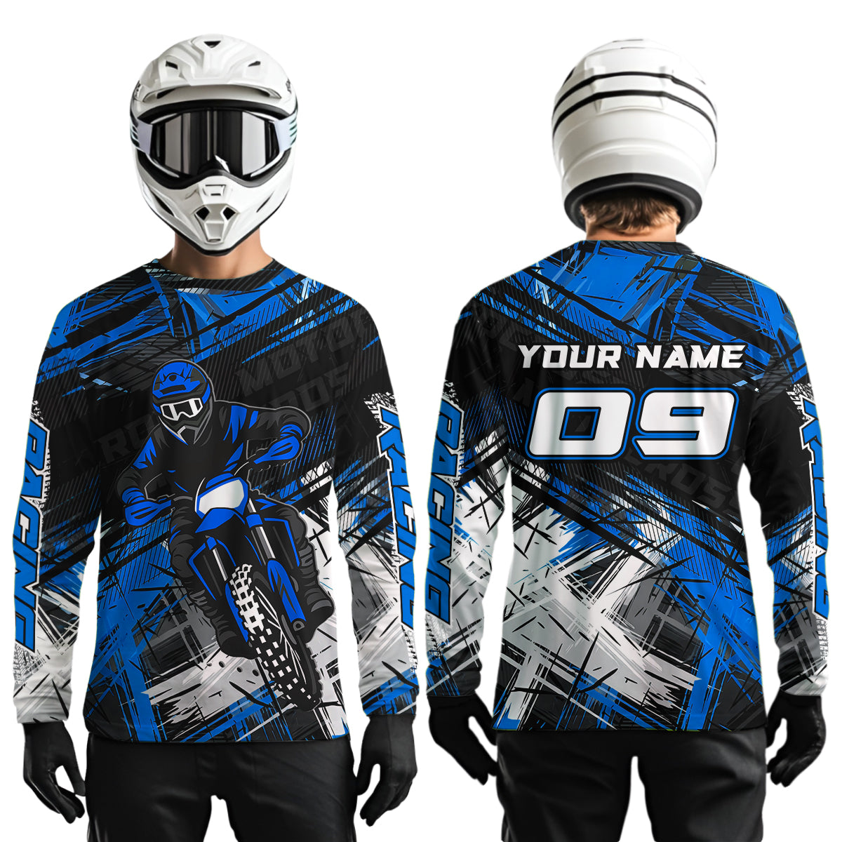 Blue Motocross Jersey for Men Kids Women Custom Dirt Bike Shirts Motorcycle Shirt XM496