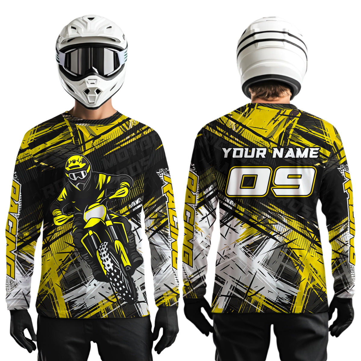 Yellow Motocross Jersey for Men Kids Women Custom Dirt Bike Shirts Motorcycle Shirt XM496
