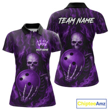 Load image into Gallery viewer, Purple Skull Bowling Shirts for Team Men Women Custom Bowling Jerseys for Bowlers MBL206