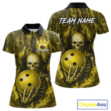 Load image into Gallery viewer, Yellow Skull Bowling Shirts for Team Men Women Custom Bowling Jerseys for Bowlers MBL206