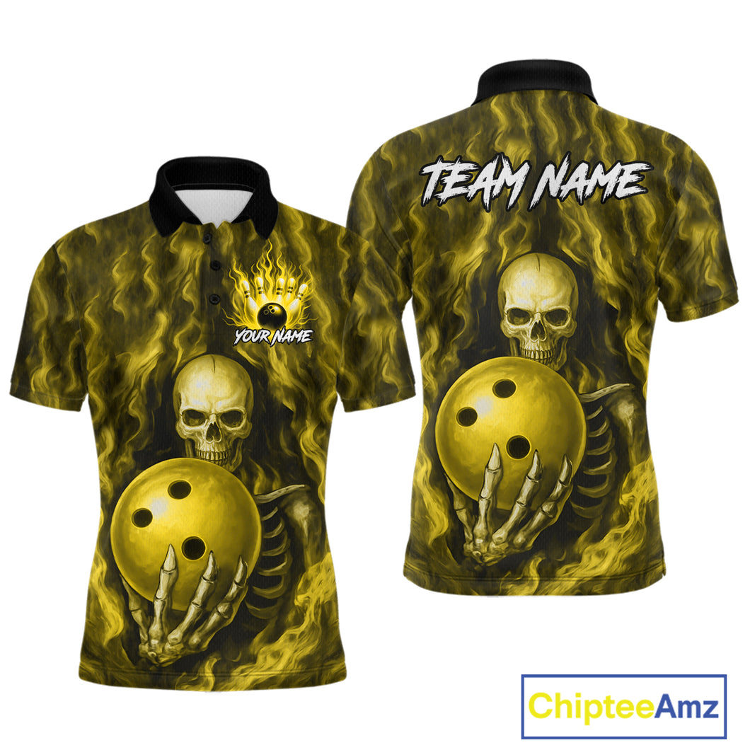 Yellow Skull Bowling Shirts for Team Men Women Custom Bowling Jerseys for Bowlers MBL206