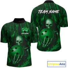 Load image into Gallery viewer, Green Skull Bowling Shirts for Team Men Women Custom Bowling Jerseys for Bowlers MBL206