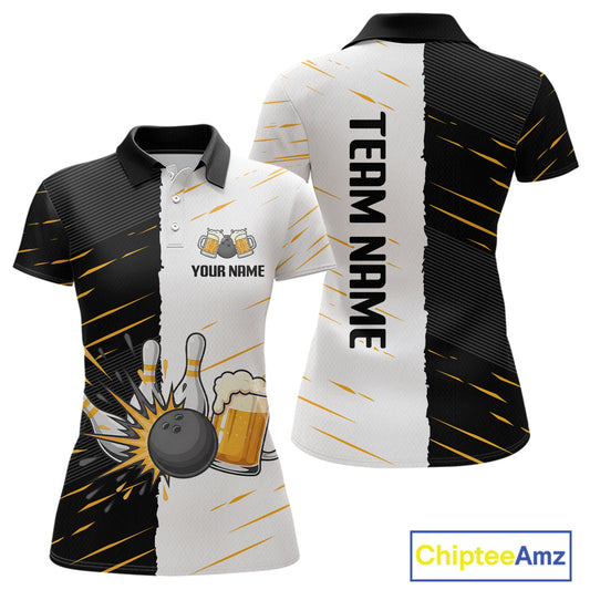 Beer Bowling Shirts Black&White Beer Bowling Jersey for Team Women Men Bowl League MBL259