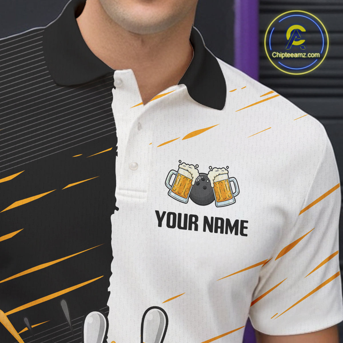Beer Bowling Shirts Black&White Beer Bowling Jersey for Team Women Men Bowl League MBL259