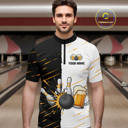 Beer Bowling Shirts Black&White Beer Bowling Jersey for Team Women Men Bowl League MBL259