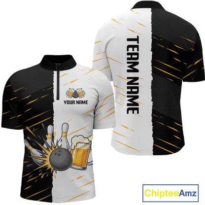 Beer Bowling Shirts Black&White Beer Bowling Jersey for Team Women Men Bowl League MBL259