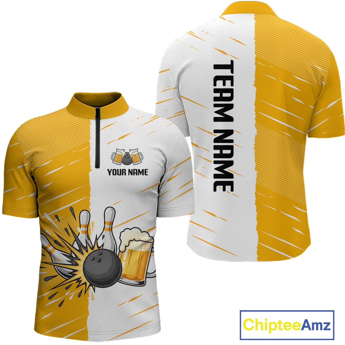 Beer Bowling Shirts Yellow&White Beer Bowling Jersey for Team Women Men Bowl League MBL259