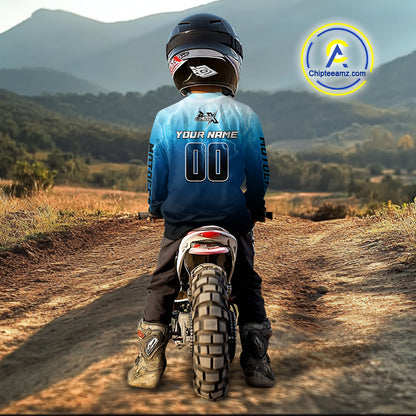 Dinosaur Motocross Jersey Blue Lightning Dirt Bike Shirts for Men Kid Women Racing Jersey XM412