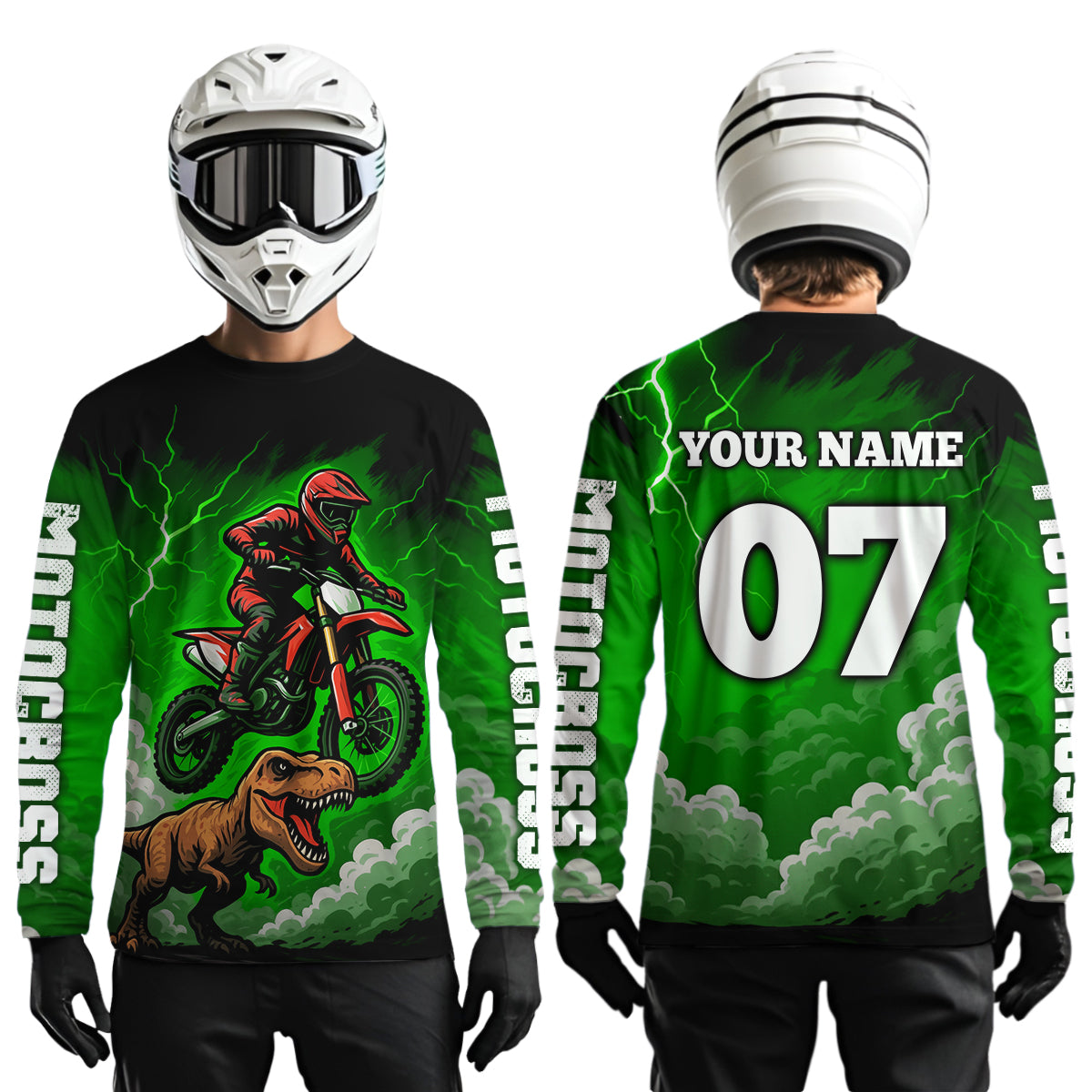 Green Motocross Jersey Smoke Dirt Bike Shirts for Men Kid Women Racing Off road Jersey XM413