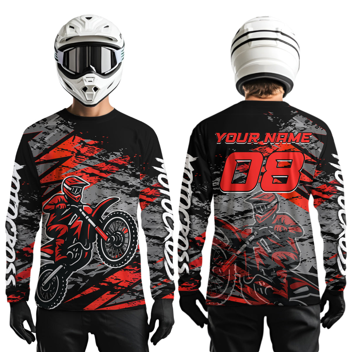 Red Motocross Jersey Custom Dirt Bike Shirts Men Kid Women Racing Offroad Jersey XM415