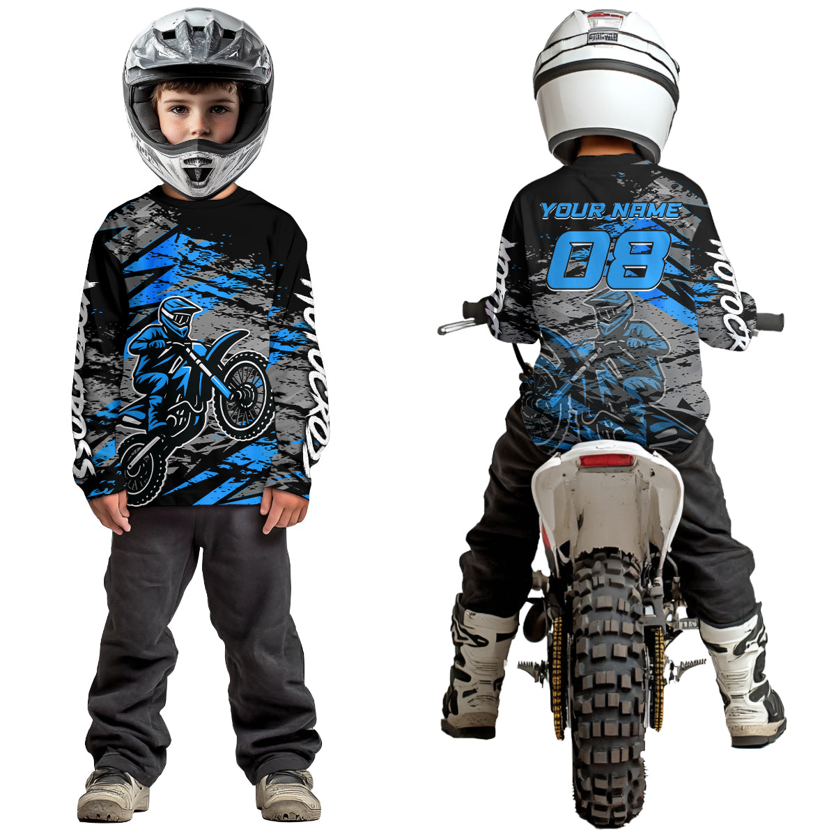 Blue Motocross Jersey Custom Dirt Bike Shirts Men Kid Women Racing Offroad Jersey XM415