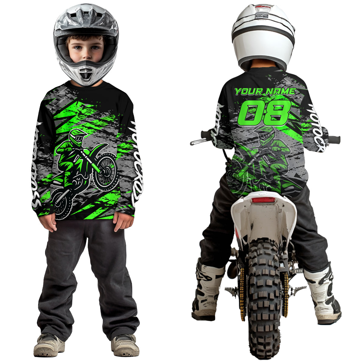 Green Motocross Jersey Custom Dirt Bike Shirts Men Kid Women Racing Offroad Jersey XM415