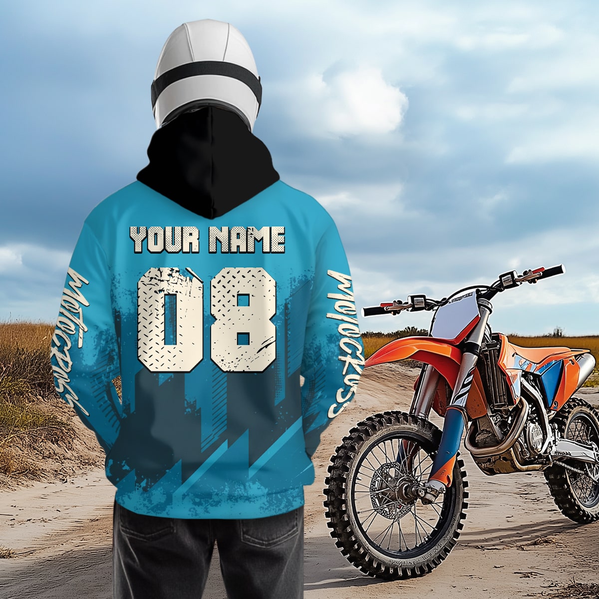 Blue Wolf Motocross Hoodie Custom for Adult Men Women Dirt Bike Racing Hoodie Shirt MH418