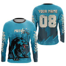 Load image into Gallery viewer, Wolf Motocross Jersey Blue Custom Dirt Bike Shirts Men Kid Women Motorcycle Jersey XM418