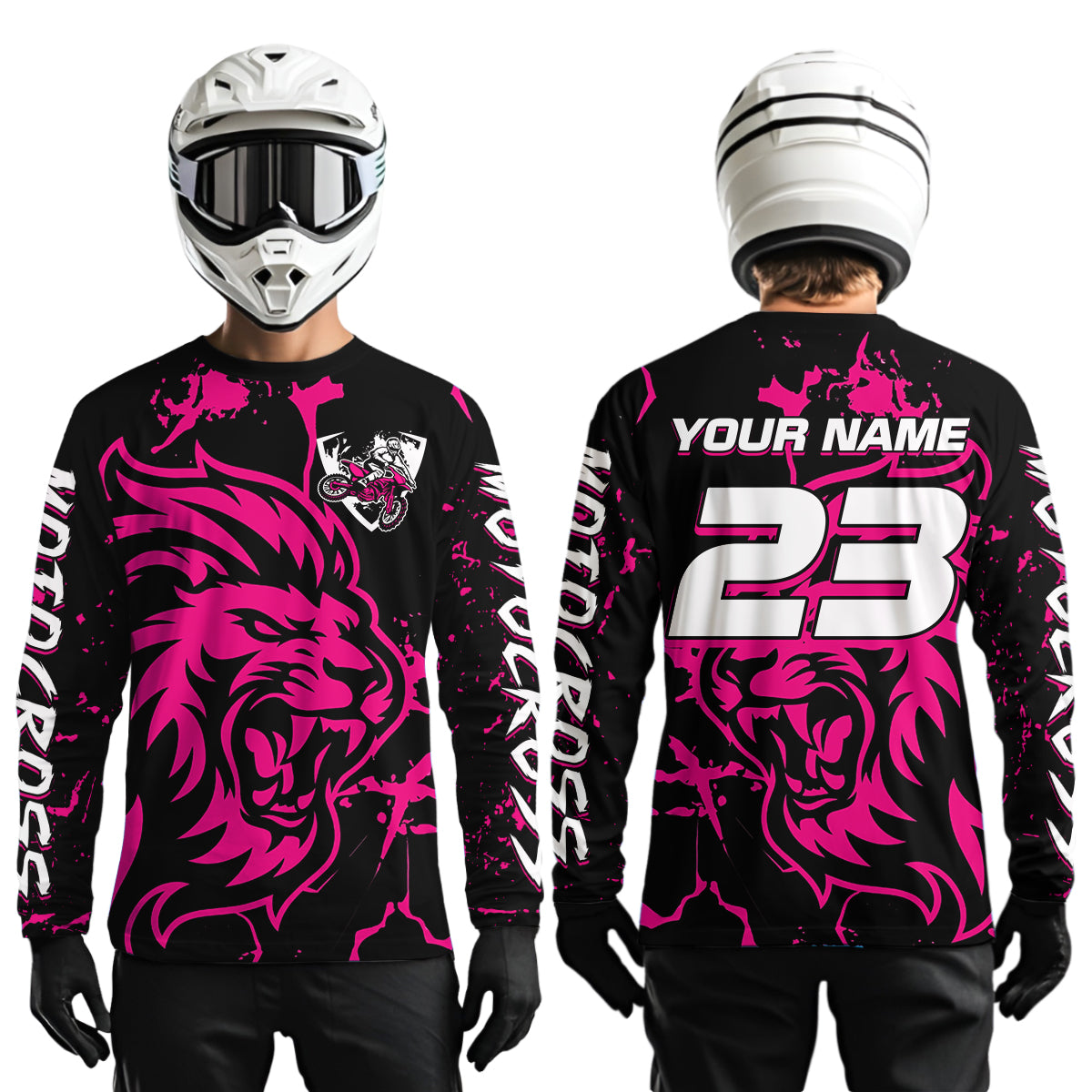 Pink Lion Custom Motocross Racing Jersey Kid Women Men Dirt Bike Shirts Riding Shirt XM422