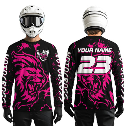 Pink Lion Custom Motocross Racing Jersey Kid Women Men Dirt Bike Shirts Riding Shirt XM422