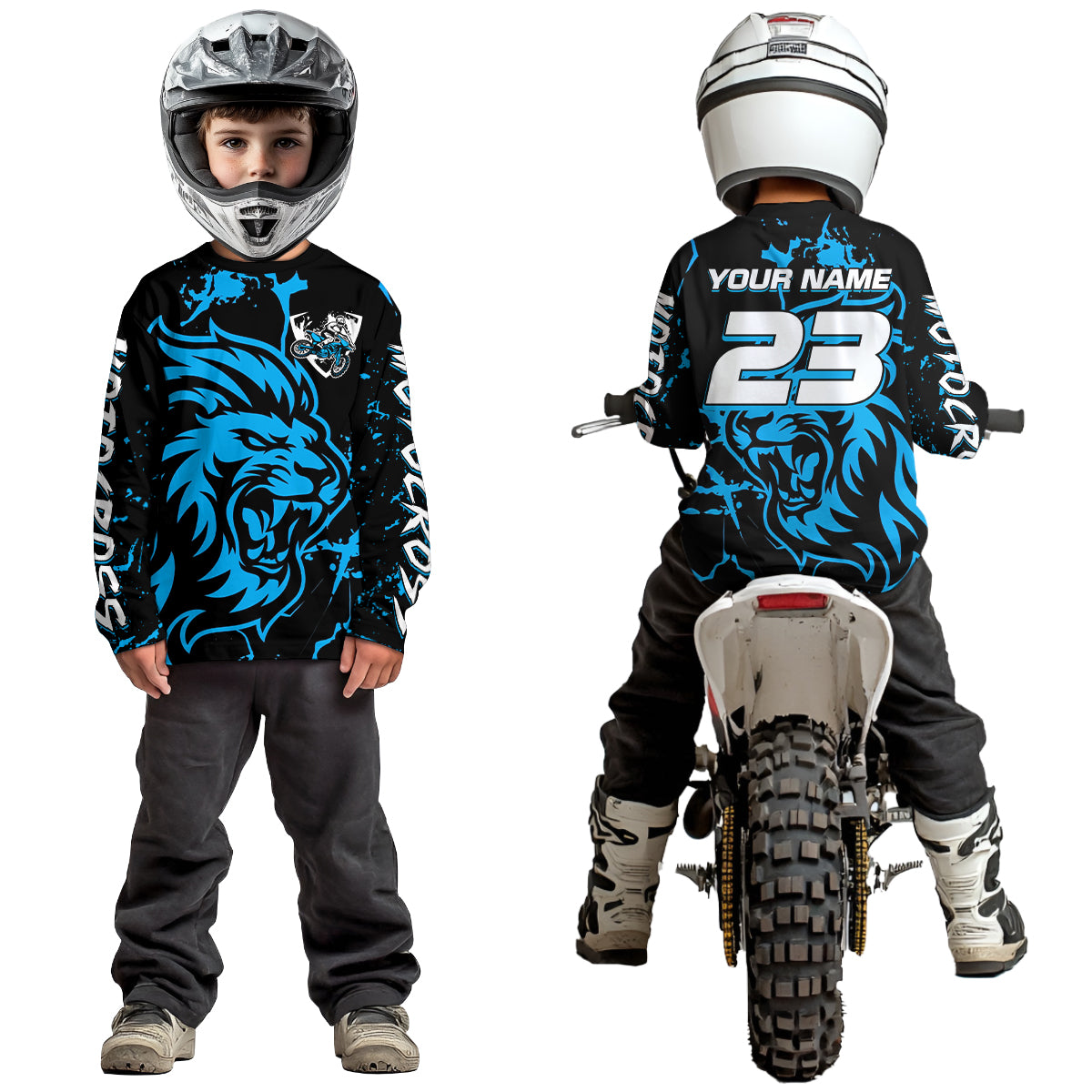 Blue Lion Custom Motocross Racing Jersey Kid Women Men Dirt Bike Shirts Riding Shirt XM422