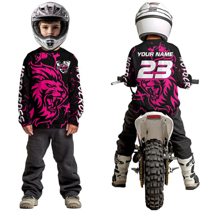 Pink Lion Custom Motocross Racing Jersey Kid Women Men Dirt Bike Shirts Riding Shirt XM422