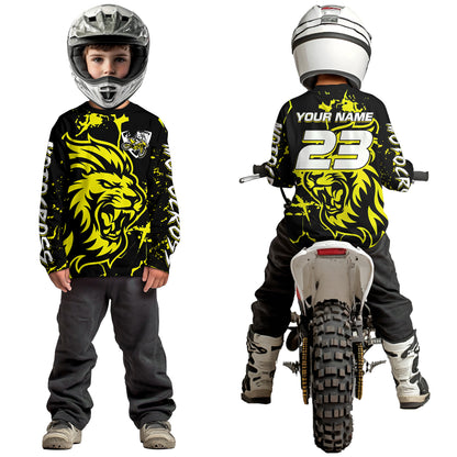 Yellow Lion Custom Motocross Racing Jersey Kid Women Men Dirt Bike Shirts Riding Shirt XM422