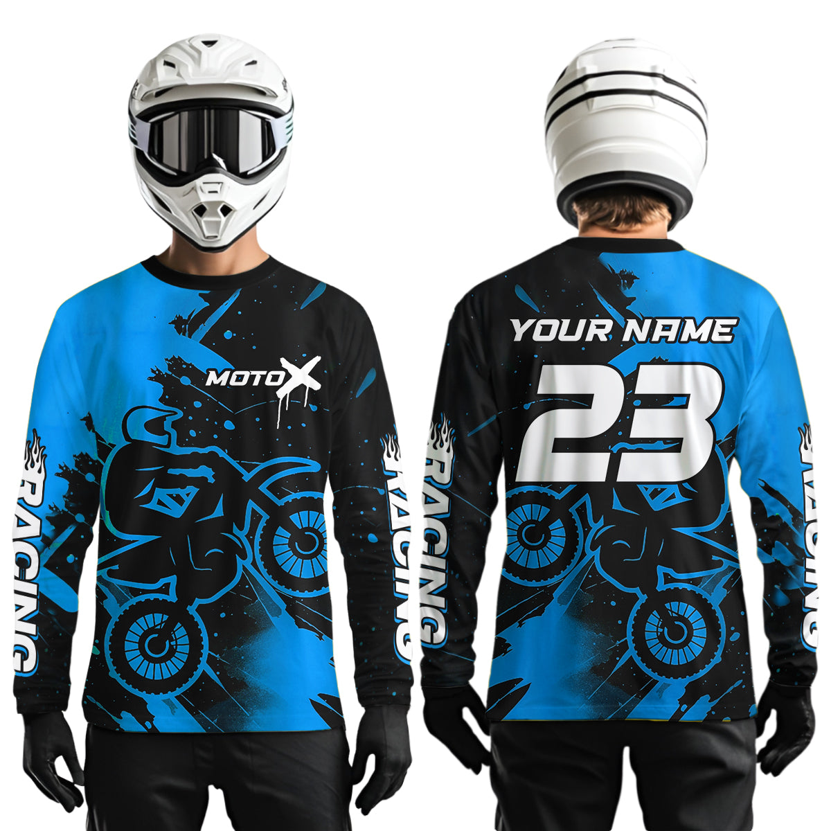 Blue Motocross Jersey for Kid Women Men Personalized Dirt Bike Shirts Racing Shirt XM426