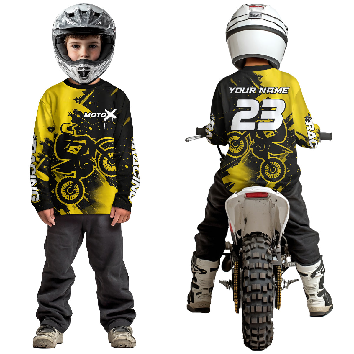 Yellow Motocross Jersey for Kid Women Men Personalized Dirt Bike Shirts Racing Shirt XM426