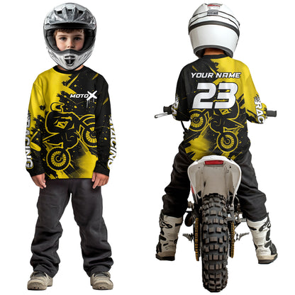 Yellow Motocross Jersey for Kid Women Men Personalized Dirt Bike Shirts Racing Shirt XM426