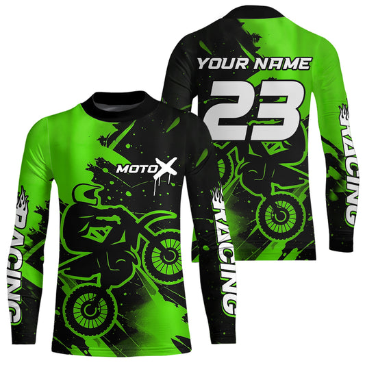 Green Motocross Jersey for Kid Women Men Personalized Dirt Bike Shirts Racing Shirt XM426