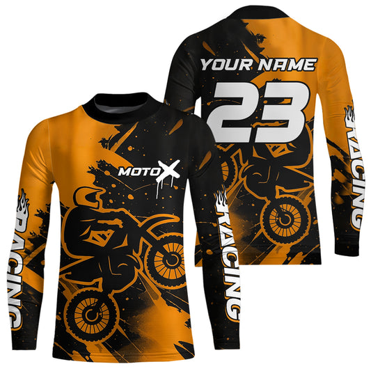 Orange Motocross Jersey for Kid Women Men Personalized Dirt Bike Shirts Racing Shirt XM426