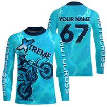 Load image into Gallery viewer, Lightning Blue Motocross Jersey for Kid Women Men Custom Dirt Bike Shirts Racing Shirt XM429