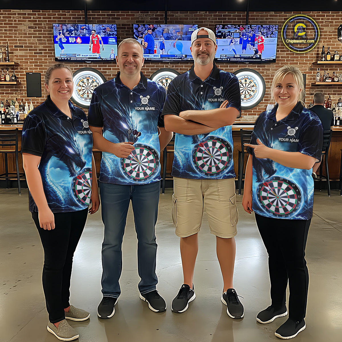 Custom Thunder Dragon Darts Shirt for Men Darts Team Jerseys Dartboard Shirt Dart League NNT290