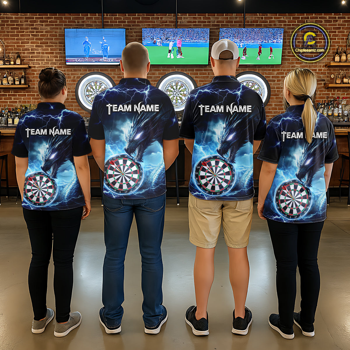 Custom Thunder Dragon Darts Shirt for Men Darts Team Jerseys Dartboard Shirt Dart League NNT290