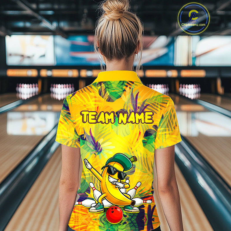 Funny Banana Bowling Shirts Team Men Women Bowling Jerseys Bowling Polo 1/4 Zip MBL213