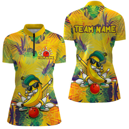Funny Banana Bowling Shirts Team Men Women Bowling Jerseys Bowling Polo 1/4 Zip MBL213