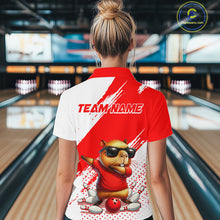 Load image into Gallery viewer, Funny Squirrel Bowling Shirts Team Men Women Bowling Jerseys Red Bowling Polo 1/4 Zip MBL215