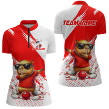 Load image into Gallery viewer, Funny Squirrel Bowling Shirts Team Men Women Bowling Jerseys Red Bowling Polo 1/4 Zip MBL215