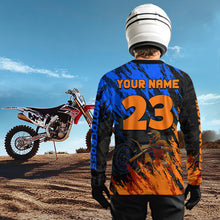 Load image into Gallery viewer, Blue and Orange Motocross Racing Jersey Men Women Kid Dirt Bike Motorcycle Shirt XM448