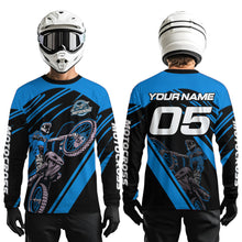 Load image into Gallery viewer, Blue Custom Motocross Jersey for Men Women Kid Dirt Bike Shirts Motorcycle Shirt XM456